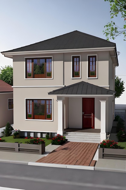 Representación 3D del modelo de casa.