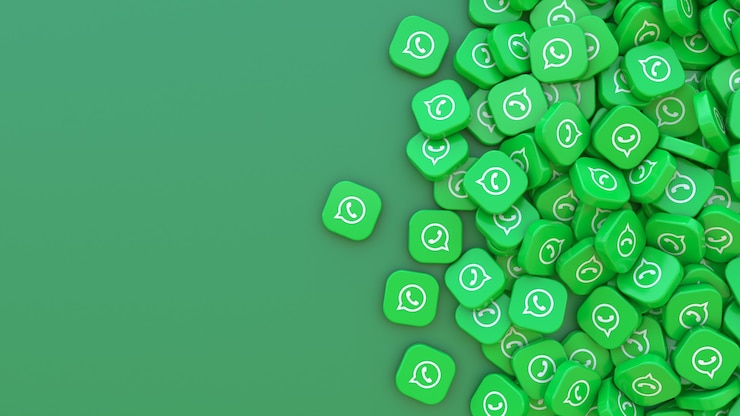 Foto representación 3d de un montón de insignias cuadradas de whatsapp en verde