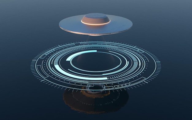 Representación 3d de naves espaciales OVNI de ciencia ficción
