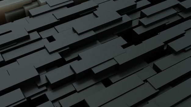 Representación 3d negra abstracta de un fondo geométrico moderno