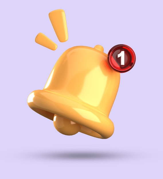 Representación en 3D de la notificación de la campana Conjunto de iconos pastel en 3D