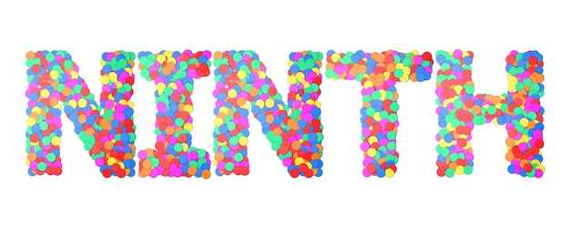 Representación 3D de la novena palabra tipo confeti