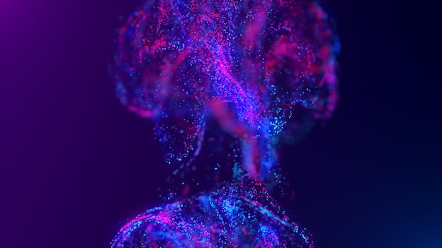 Representación 3D de una nube abstracta vibrante multicolor de partículas en el espacio