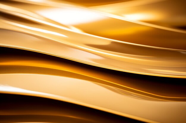 representación en 3D de olas doradas brillantes sobre un fondo negro