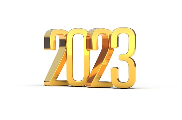 Representación 3D de oro de celebración de 2023