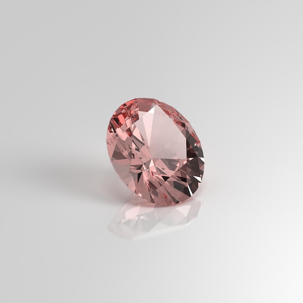 Representación 3D ovalada de piedras preciosas de cuarzo rosa