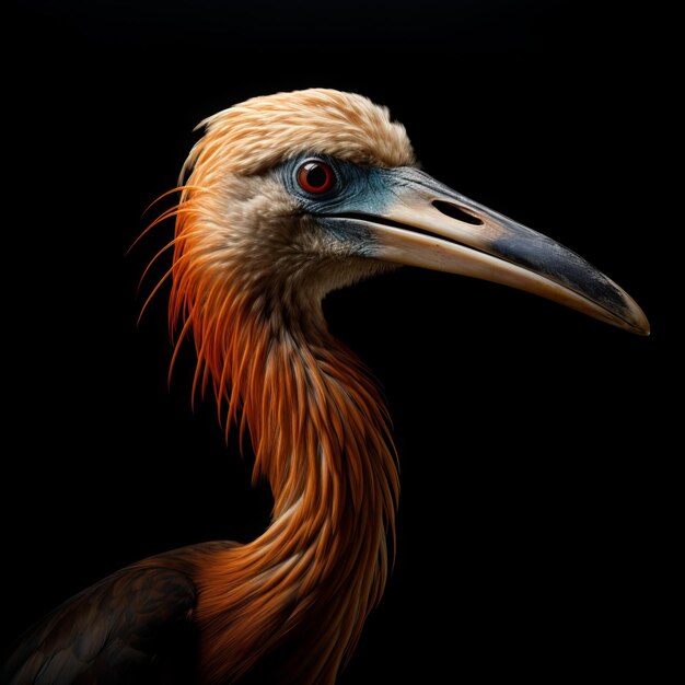 Foto representación en 3d de un pájaro buitre aislado sobre un fondo negro