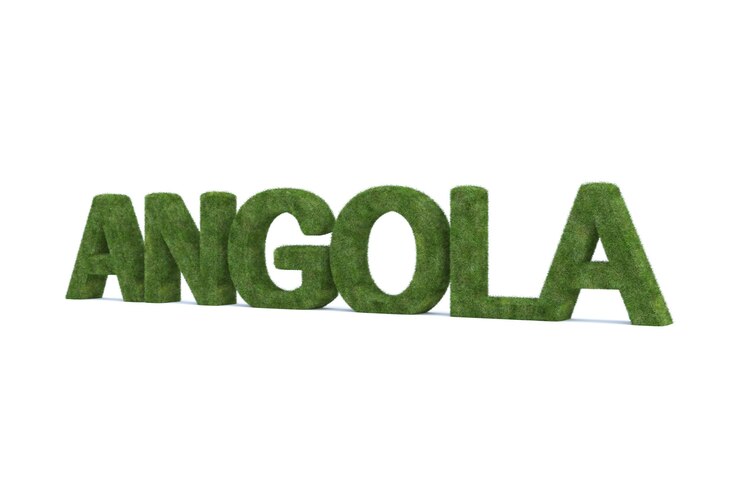 Foto representación 3d de la palabra angola aislada sobre fondo blanco