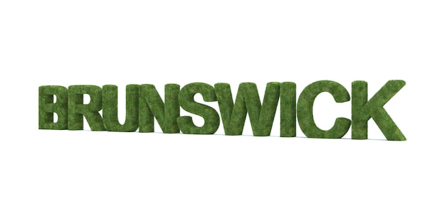 Foto representación 3d de la palabra brunswick aislada sobre fondo blanco
