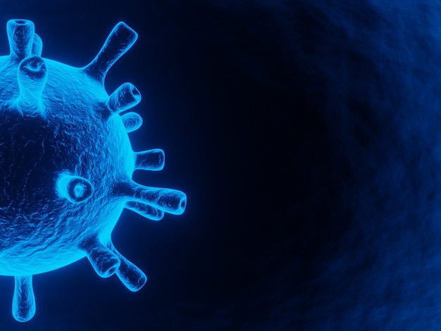 Representación 3D de la pandemia microscópica del virus Covid19 spiked