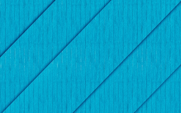 Representación 3d Paneles de madera azul diagonal textura valla pared diseño fondo.