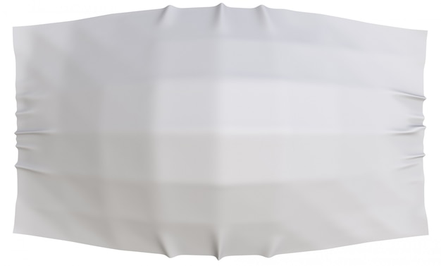 Representación 3d paño de tela gris que fluye con trazado de recorte aislado sobre fondo blanco.