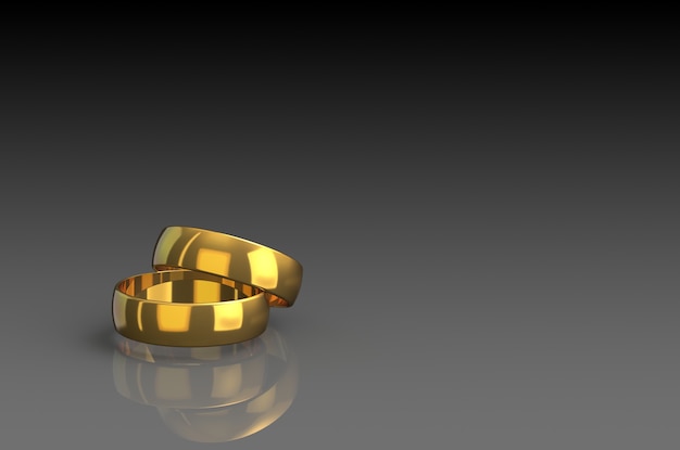 Representación 3D un par de anillo de oro