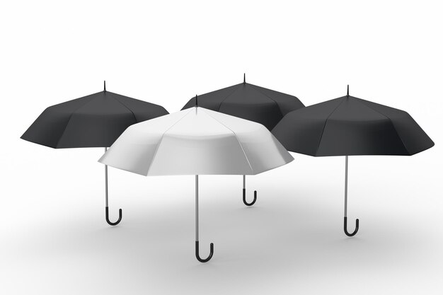 Representación 3D del paraguas con fondo blanco.