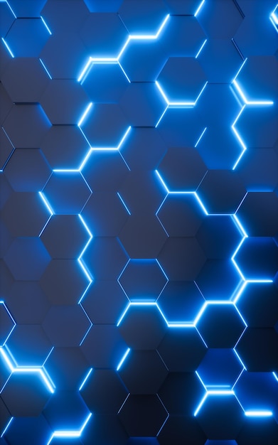 Foto representación 3d de patrón de fondo hexagonal azul