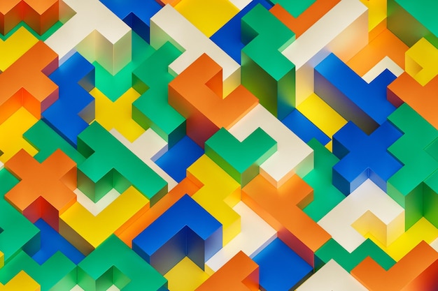 Representación 3D Patrón geométrico colorido Patrón minimalista de formas simples Textura simétrica creativa brillante