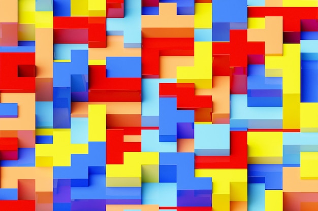 Representación 3D Patrón geométrico colorido Patrón minimalista de formas simples Textura simétrica creativa brillante