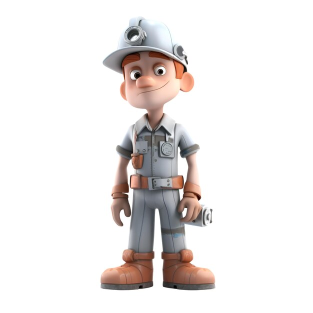 Representación 3d de un personaje de dibujos animados con gorra de policía y uniforme