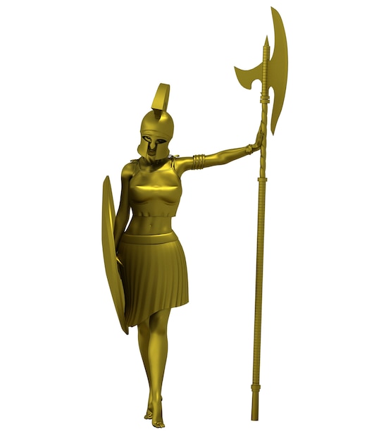 Representación 3D de personaje de mujer guerrera