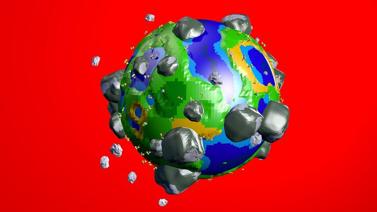 Representación 3d del planeta. Ilustración 3d. planeta bajo poli vector. Fondo. metaverso del universo