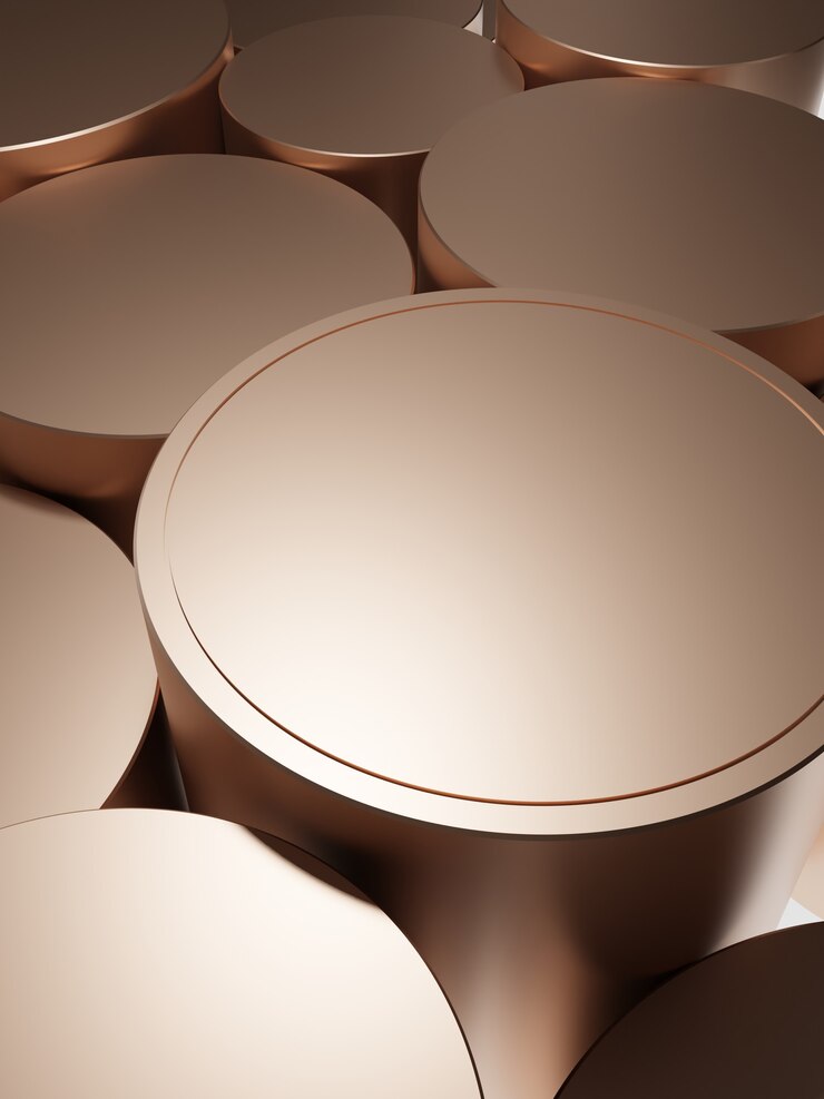 Representación 3D de plataformas cilíndricas doradas mínimas sobre fondo de caja de luz para belleza electrónica