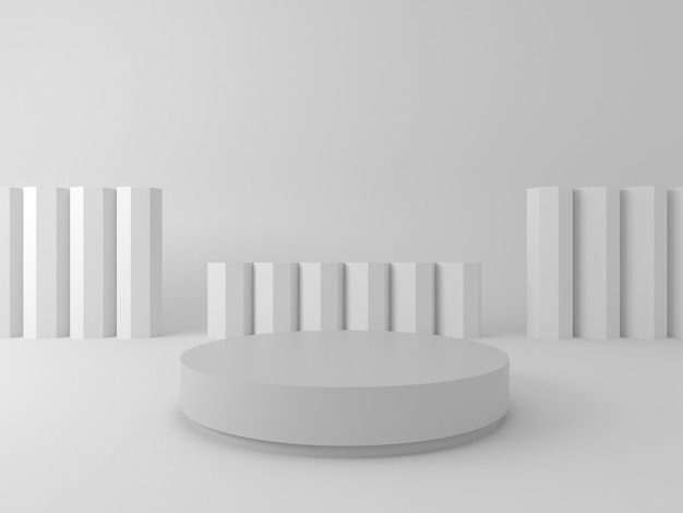 Foto representación 3d del podio circular para mostrar el producto y el espacio para el texto en monocromo