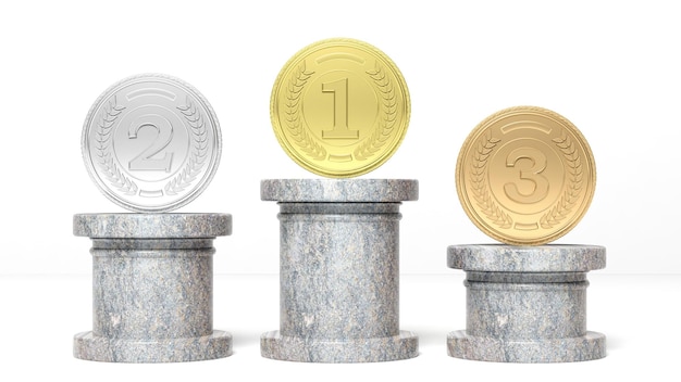 Representación 3d del podio de los ganadores
