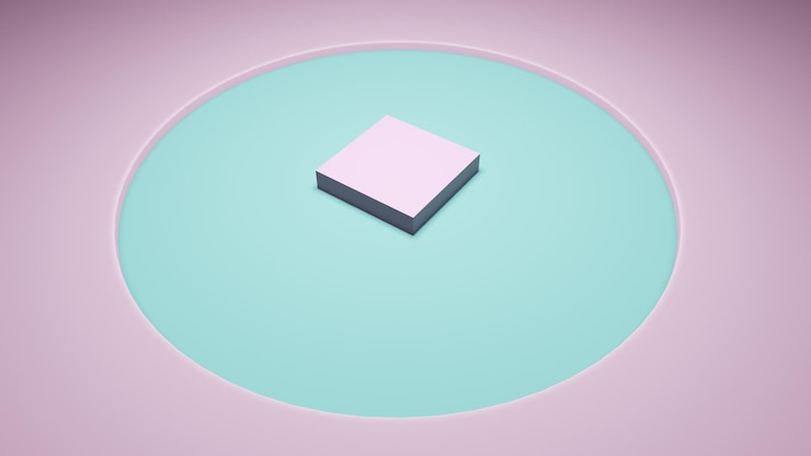 Foto representación 3d. podio de productos, colores rosa suave y agua.