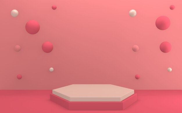 La representación 3d del podio rosa Minimal Valentine