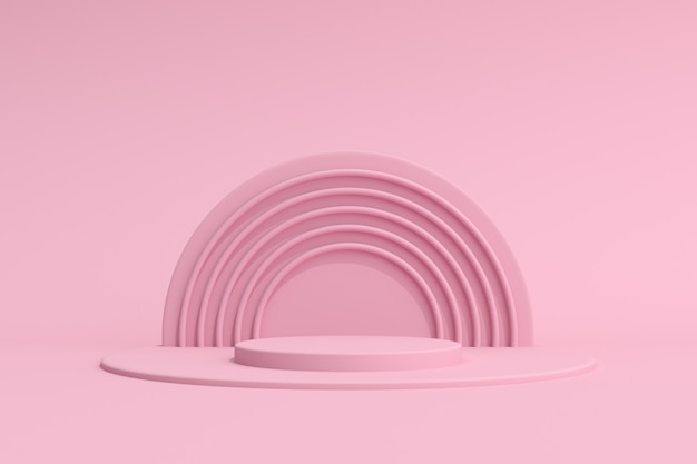 Representación 3D de un podio rosa