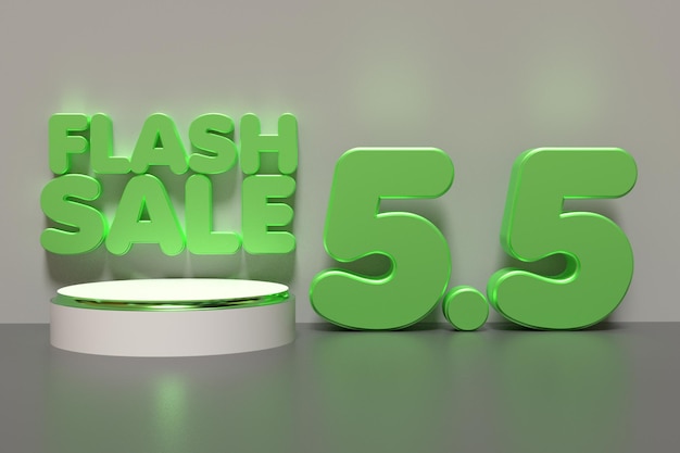 Representación 3D podio venta flash venta promocional día de compras