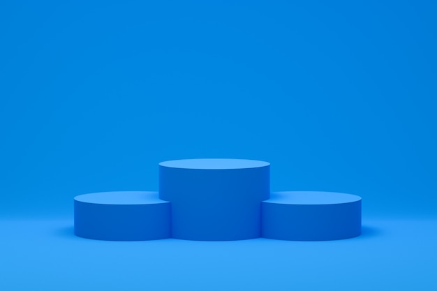 Representación 3D de podios azules