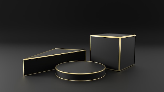Representación 3D de podios negros