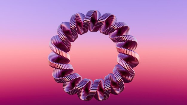 Esta representación 3D presenta un remolino abstracto caracterizado por elementos de diseño minimalistas