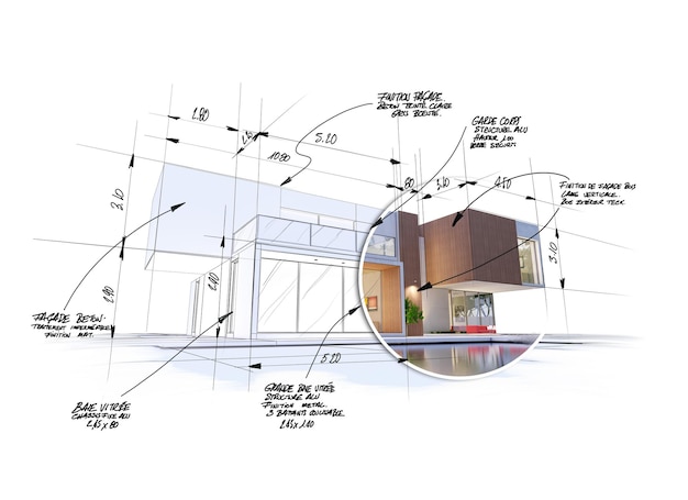 Representación 3D de un proyecto de arquitectura moderna de gama alta