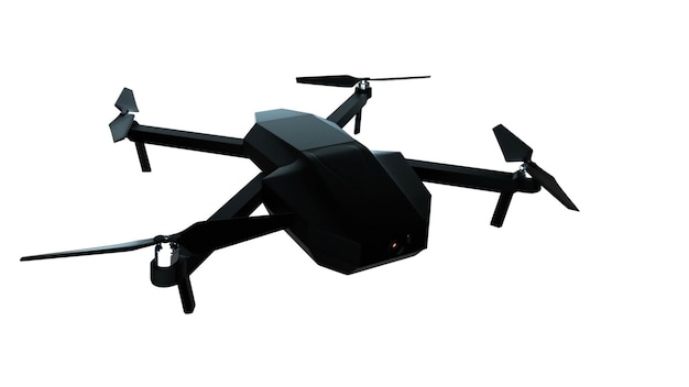 Representación 3d de quadcopter ascendente brillante moderno para la ciencia de la tecnología que muestra generado por computadora