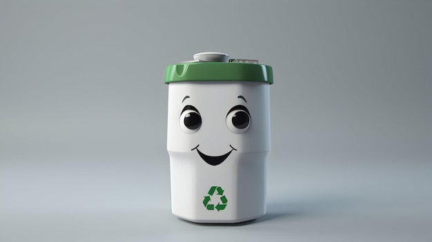 Una representación 3D que muestra un personaje de contenidos de reciclaje