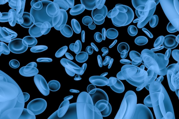 Representación 3D de rayos x glóbulos rojos aislados en negro