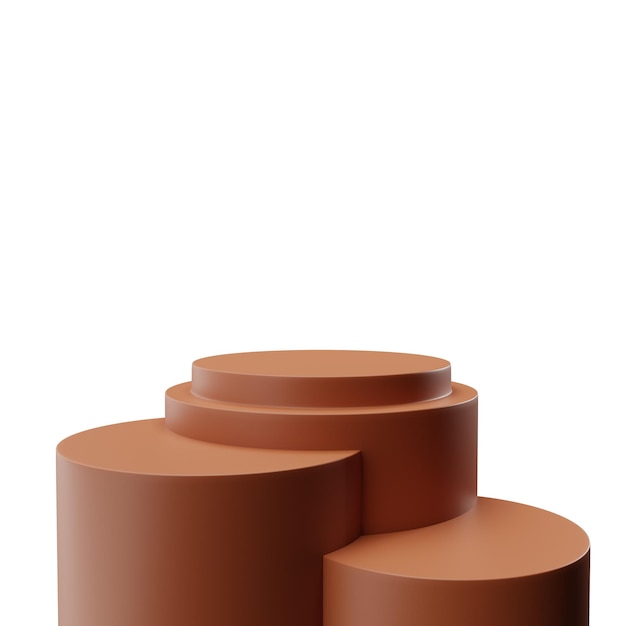 Representación 3d realista mínimo 3 forma de cilindro de apilamiento geométrico marrón podio tema de la temporada de otoño