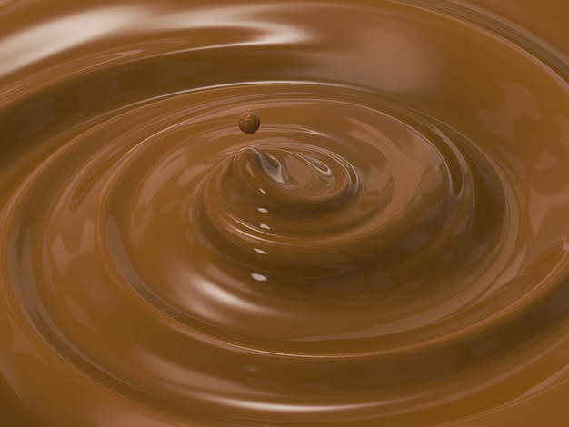 Representación 3D remolino de cacao o remolino derretir chocolate