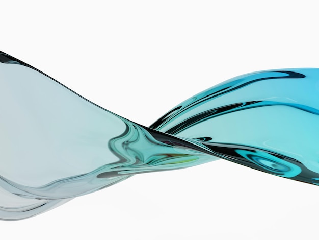 Representación 3D Salpicaduras de agua azul degradado o ilustración abstracta de vidrio para belleza o atención médica