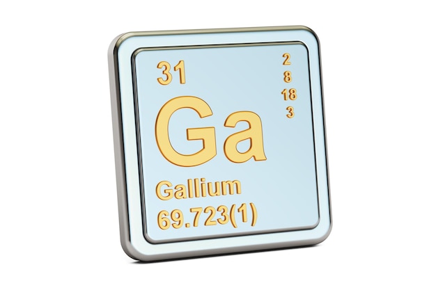 Representación 3D del signo del elemento químico galio Ga