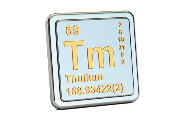 Representación 3D del signo del elemento químico Tulio Tm