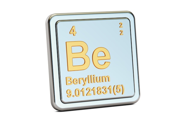 Representación 3D del signo químico del elemento Berilio Be