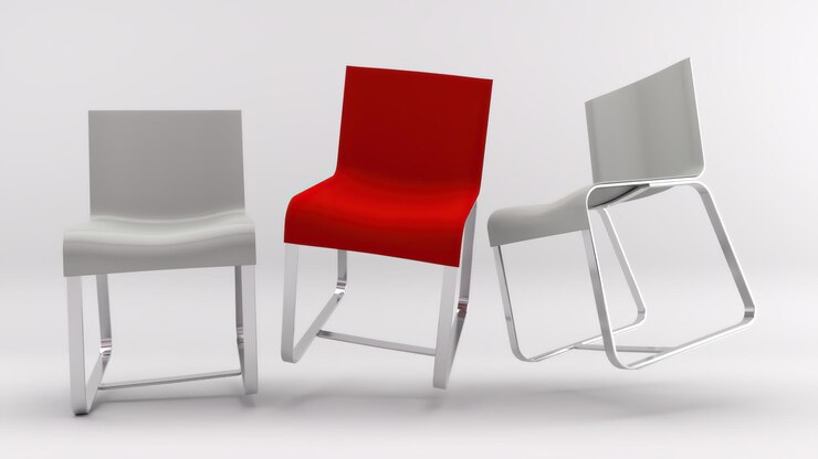 Foto representación 3d de una silla aislada en el fondo del estudio