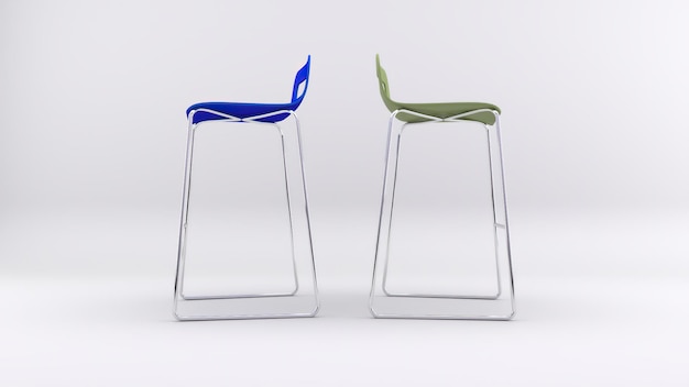 Representación 3D de una silla aislada en el fondo del estudio