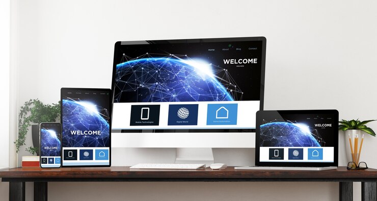 Foto representación 3d del sitio web de inicio de dispositivos de viaje de vista frontal