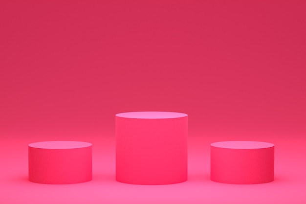 Representación 3d del soporte del producto o del podio rosa para la presentación del producto cosmético