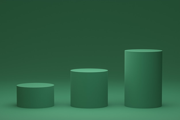 Representación 3d del soporte del producto o del podio verde mínimo para la presentación del producto cosmético