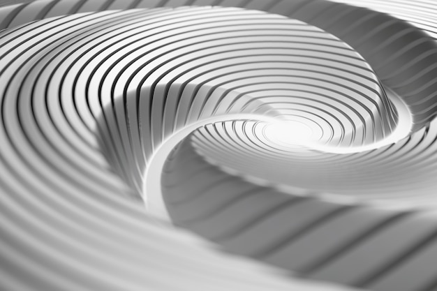 Representación 3D de la superficie espiral reflectante abstracta